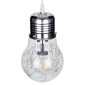 GloboStar® LAMP 01676 Μοντέρνο Κρεμαστό Φωτιστικό Φιγούρα Μονόφωτο 1 x E27 IP20 Ασημί Μέταλλο με Διάφανο Γυαλί - Μ15 x Π15 x Υ27cm