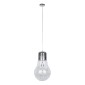 GloboStar® LAMP 01677 Μοντέρνο Κρεμαστό Φωτιστικό Φιγούρα Μονόφωτο 1 x E27 IP20 Ασημί Μέταλλο με Διάφανο Γυαλί - Μ30 x Π30 x Υ52cm