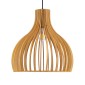 GloboStar® SCANDINAVIA 01697 Μοντέρνο Κρεμαστό Φωτιστικό Πλέγμα Μονόφωτο 1 x E27 IP20 Μπεζ Ξύλο - Μ35 x Π35 x Υ35cm