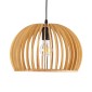 GloboStar® SCANDINAVIA 01698 Μοντέρνο Κρεμαστό Φωτιστικό Πλέγμα Μονόφωτο 1 x E27 IP20 Μπεζ Ξύλο - Μ33 x Π33 x Υ20cm
