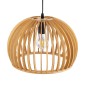 GloboStar® SCANDINAVIA 01698 Μοντέρνο Κρεμαστό Φωτιστικό Πλέγμα Μονόφωτο 1 x E27 IP20 Μπεζ Ξύλο - Μ33 x Π33 x Υ20cm