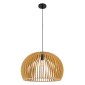 GloboStar® SCANDINAVIA 01699 Μοντέρνο Κρεμαστό Φωτιστικό Πλέγμα Μονόφωτο 1 x E27 IP20 Μπεζ Ξύλο - Μ44 x Π44 x Υ28cm