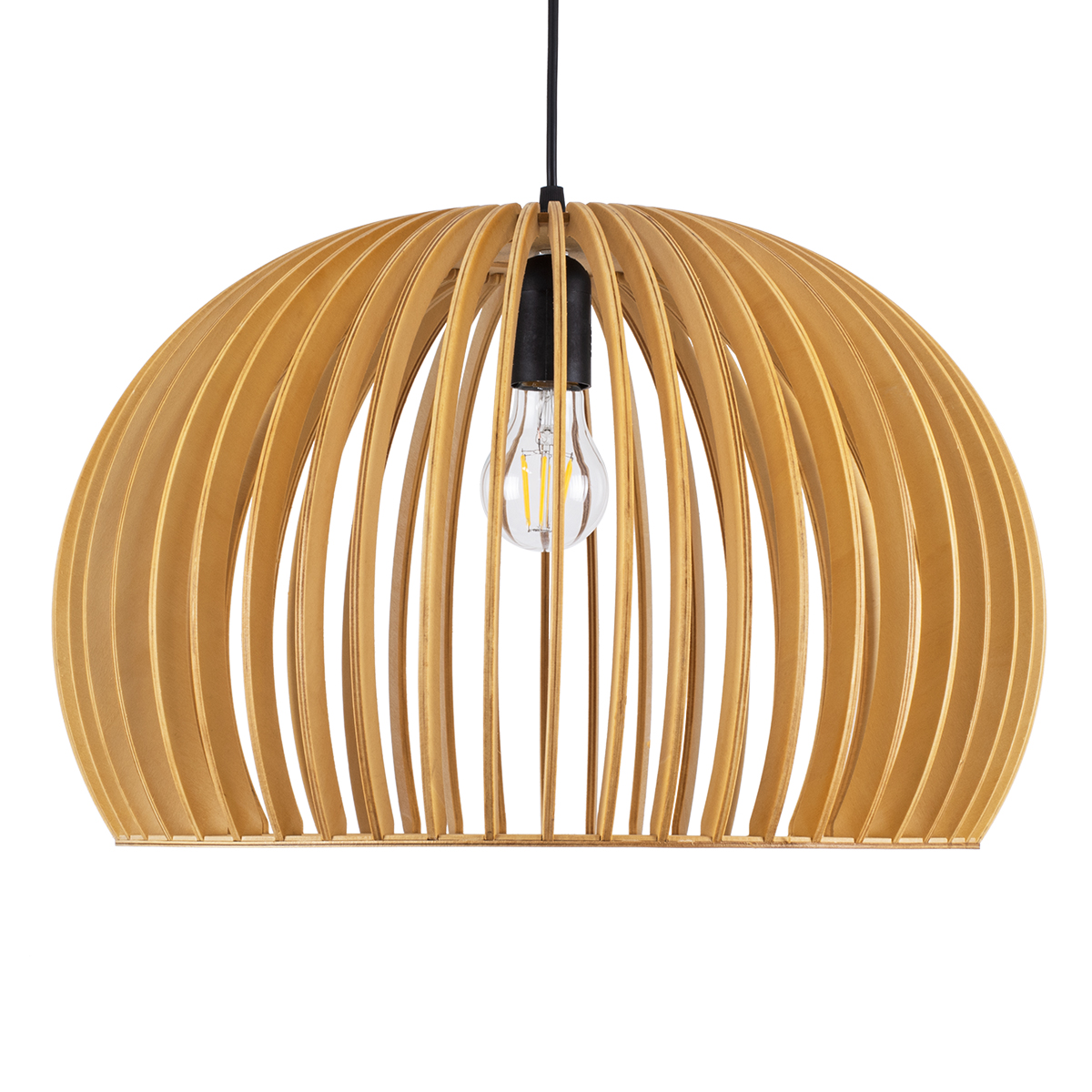 GloboStar® SCANDINAVIA 01699 Μοντέρνο Κρεμαστό Φωτιστικό Πλέγμα Μονόφωτο 1 x E27 IP20 Μπεζ Ξύλο - Μ44 x Π44 x Υ28cm
