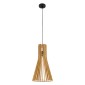 GloboStar® SCANDINAVIA 01700 Boho Κρεμαστό Φωτιστικό Πλέγμα Μονόφωτο 1 x E27 IP20 Μπεζ Ξύλο - Μ25 x Π25 x Y45cm