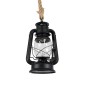 GloboStar® BARBAROSSA 01704 Vintage Κρεμαστό Φωτιστικό Ανάρτηση Μονόφωτο 1 x E27 IP20 Μαύρο Μέταλλο, Διάφανο Γυαλί με Μπεζ Σχοινί - Μ18 x Π18 x Υ28cm