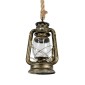 GloboStar® BARBAROSSA 01705 Vintage Κρεμαστό Φωτιστικό Ανάρτηση Μονόφωτο 1 x E27 IP20 Μπρούτζινο Μέταλλο, Διάφανο Γυαλί με Μπεζ Σχοινί - Μ18 x Π18 x Υ28cm