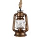 GloboStar® BARBAROSSA 01706 Vintage Κρεμαστό Φωτιστικό Ανάρτηση Μονόφωτο 1 x E27 IP20 Χάλκινο Μέταλλο, Διάφανο Γυαλί με Μπεζ Σχοινί - Μ18 x Π18 x Υ28cm