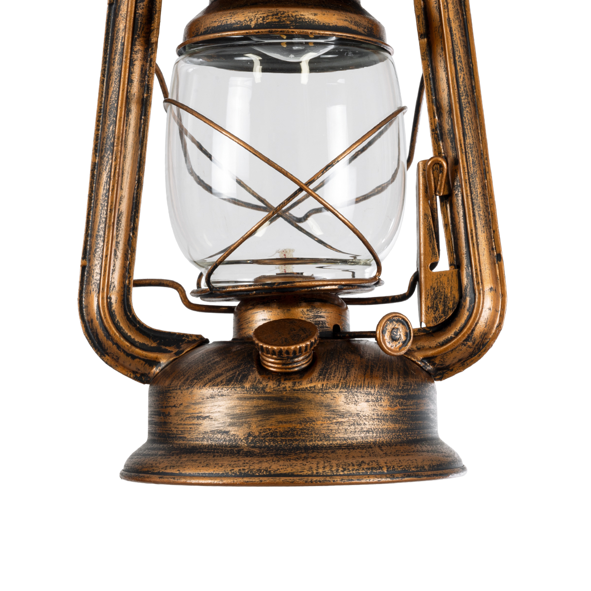 GloboStar® BARBAROSSA 01706 Vintage Κρεμαστό Φωτιστικό Ανάρτηση Μονόφωτο 1 x E27 IP20 Χάλκινο Μέταλλο, Διάφανο Γυαλί με Μπεζ Σχοινί - Μ18 x Π18 x Υ28cm