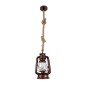 GloboStar® BARBAROSSA 01707 Vintage Κρεμαστό Φωτιστικό Ανάρτηση Μονόφωτο 1 x E27 IP20 Χάλκινο Μέταλλο, Διάφανο Γυαλί με Μπεζ Σχοινί - Μ18 x Π18 x Υ28cm