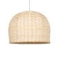 GloboStar® BERMUDA 01708 Boho Κρεμαστό Φωτιστικό Καμπάνα Μονόφωτο 1 x E27 IP20 Μπεζ Ξύλο - Μ31 x Π31 x Y22cm