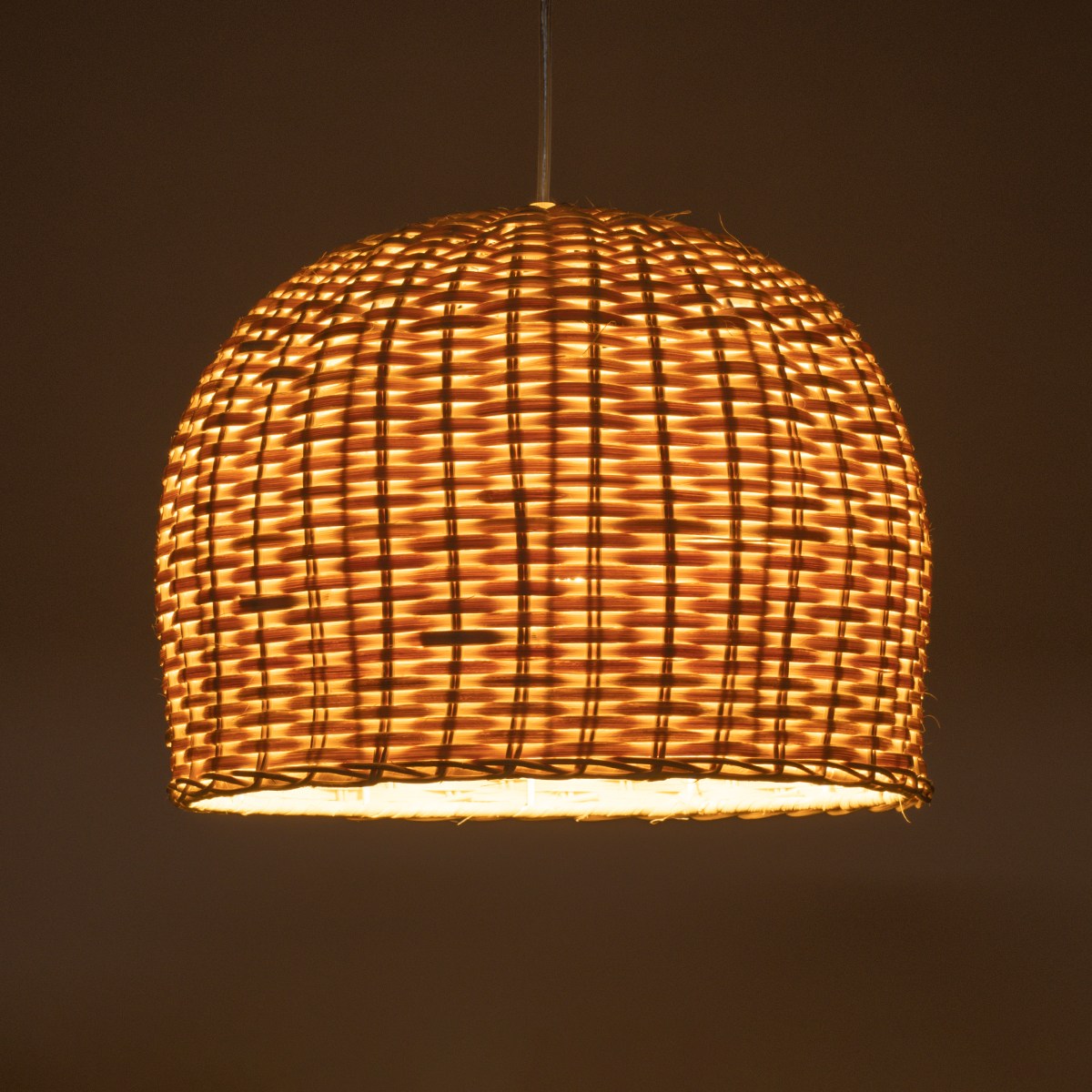 GloboStar® BERMUDA 01708 Boho Κρεμαστό Φωτιστικό Καμπάνα Μονόφωτο 1 x E27 IP20 Μπεζ Ξύλο - Μ31 x Π31 x Y22cm