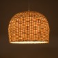 GloboStar® BERMUDA 01708 Boho Κρεμαστό Φωτιστικό Καμπάνα Μονόφωτο 1 x E27 IP20 Μπεζ Ξύλο - Μ31 x Π31 x Y22cm