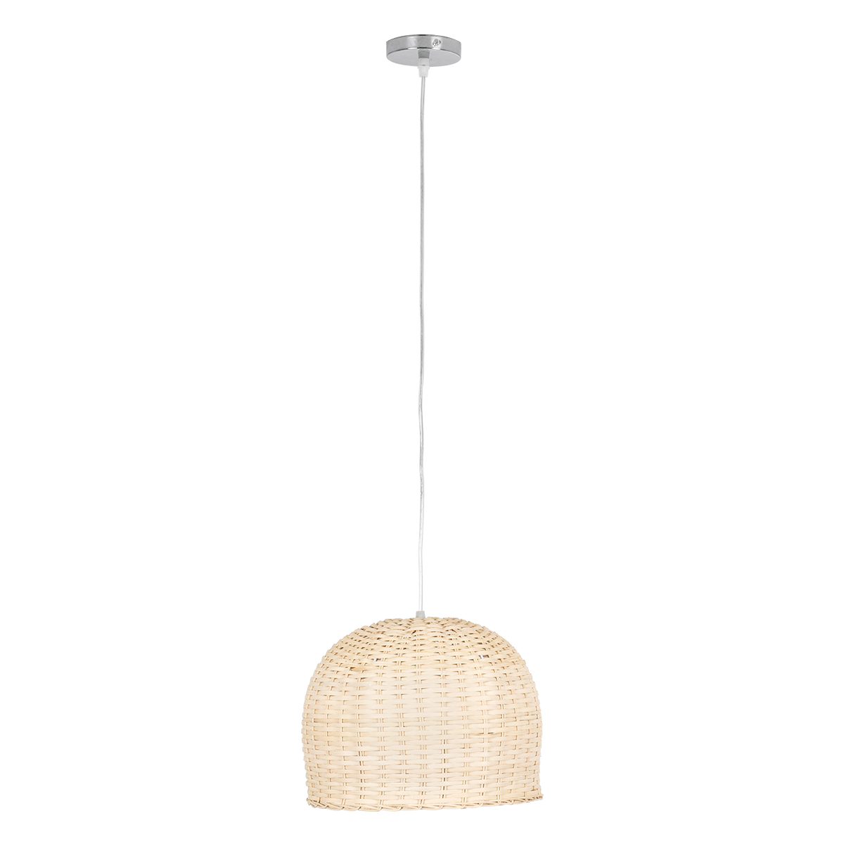 GloboStar® BERMUDA 01708 Boho Κρεμαστό Φωτιστικό Καμπάνα Μονόφωτο 1 x E27 IP20 Μπεζ Ξύλο - Μ31 x Π31 x Y22cm