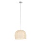 GloboStar® BERMUDA 01708 Boho Κρεμαστό Φωτιστικό Καμπάνα Μονόφωτο 1 x E27 IP20 Μπεζ Ξύλο - Μ31 x Π31 x Y22cm