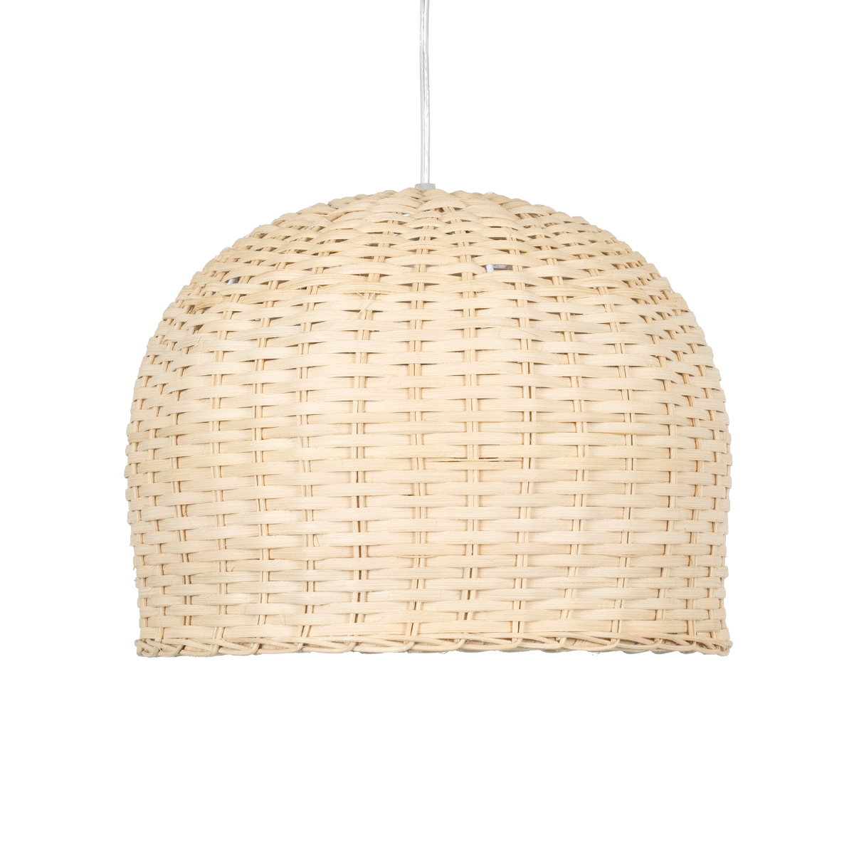 GloboStar® BERMUDA 01708 Boho Κρεμαστό Φωτιστικό Καμπάνα Μονόφωτο 1 x E27 IP20 Μπεζ Ξύλο - Μ31 x Π31 x Y22cm