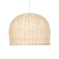 GloboStar® BERMUDA 01708 Boho Κρεμαστό Φωτιστικό Καμπάνα Μονόφωτο 1 x E27 IP20 Μπεζ Ξύλο - Μ31 x Π31 x Y22cm