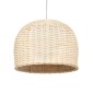 GloboStar® BERMUDA 01708 Boho Κρεμαστό Φωτιστικό Καμπάνα Μονόφωτο 1 x E27 IP20 Μπεζ Ξύλο - Μ31 x Π31 x Y22cm
