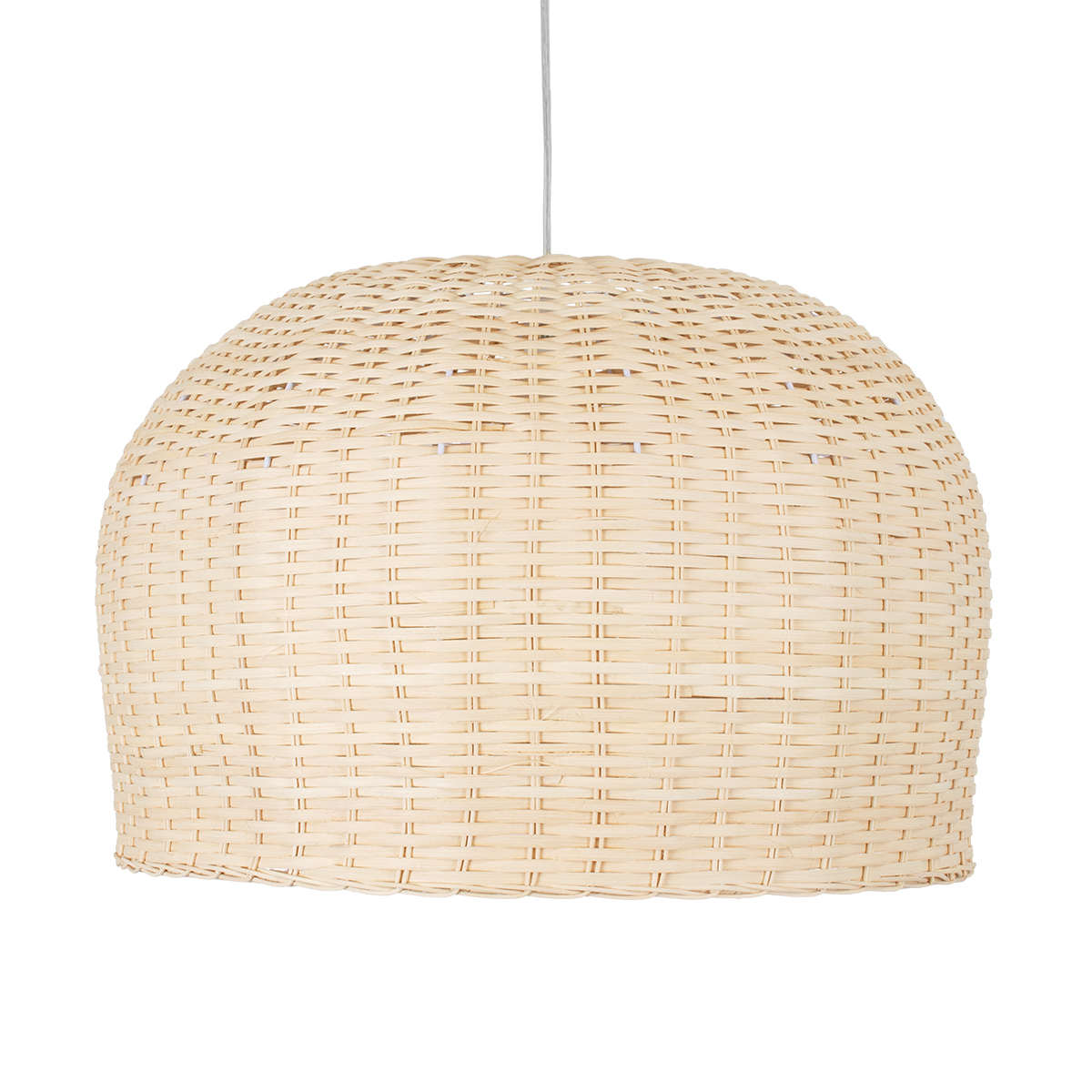 GloboStar® BERMUDA 01709 Boho Κρεμαστό Φωτιστικό Καμπάνα Μονόφωτο 1 x E27 IP20 Μπεζ Ξύλο - Μ50 x Π50 x Y34cm