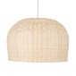 GloboStar® BERMUDA 01709 Boho Κρεμαστό Φωτιστικό Καμπάνα Μονόφωτο 1 x E27 IP20 Μπεζ Ξύλο - Μ50 x Π50 x Y34cm