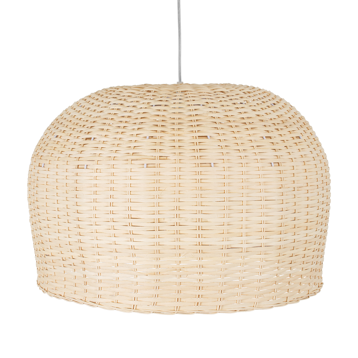 GloboStar® BERMUDA 01709 Boho Κρεμαστό Φωτιστικό Καμπάνα Μονόφωτο 1 x E27 IP20 Μπεζ Ξύλο - Μ50 x Π50 x Y34cm