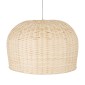 GloboStar® BERMUDA 01709 Boho Κρεμαστό Φωτιστικό Καμπάνα Μονόφωτο 1 x E27 IP20 Μπεζ Ξύλο - Μ50 x Π50 x Y34cm