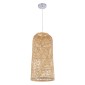 GloboStar® CALERO 01710 Boho Μοντέρνο Κρεμαστό Πλέγμα Μονόφωτο 1 x E27 IP20 Μπεζ Ξύλο - Μ25 x Π25 x Υ50cm