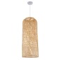 GloboStar® CALERO 01711 Boho Κρεμαστό Φωτιστικό Πλέγμα Μονόφωτο 1 x E27 IP20 Μπεζ Ξύλο - Μ30 x Π30 x Υ70cm