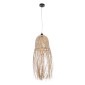 GloboStar® MANILA 01713 Boho Κρεμαστό Φωτιστικό Πλέγμα Μονόφωτο 1 x E27 IP20 Μπεζ Ξύλο - Μ25 x Π25 x Υ60cm