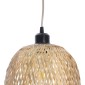 GloboStar® MANILA 01713 Boho Κρεμαστό Φωτιστικό Πλέγμα Μονόφωτο 1 x E27 IP20 Μπεζ Ξύλο - Μ25 x Π25 x Υ60cm