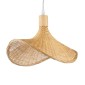 GloboStar® CUBA 01715 Boho Κρεμαστό Φωτιστικό Ανάρτηση Μονόφωτο 1 x E27 IP20 Μπεζ Rattan με Μπεζ Ξύλο - Μ33 x Π33 x Υ25cm