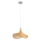 GloboStar® CUBA 01715 Boho Κρεμαστό Φωτιστικό Ανάρτηση Μονόφωτο 1 x E27 IP20 Μπεζ Rattan με Μπεζ Ξύλο - Μ33 x Π33 x Υ25cm