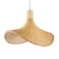 GloboStar® CUBA 01715 Boho Κρεμαστό Φωτιστικό Ανάρτηση Μονόφωτο 1 x E27 IP20 Μπεζ Rattan με Μπεζ Ξύλο - Μ33 x Π33 x Υ25cm