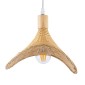 GloboStar® CUBA 01715 Boho Κρεμαστό Φωτιστικό Ανάρτηση Μονόφωτο 1 x E27 IP20 Μπεζ Rattan με Μπεζ Ξύλο - Μ33 x Π33 x Υ25cm