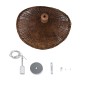 GloboStar® CUBA 01716 Boho Κρεμαστό Φωτιστικό Ανάρτηση Μονόφωτο 1 x E27 IP20 Καφέ Ξύλο - Μ33 x Π33 x Υ25cm