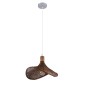 GloboStar® CUBA 01716 Boho Κρεμαστό Φωτιστικό Ανάρτηση Μονόφωτο 1 x E27 IP20 Καφέ Ξύλο - Μ33 x Π33 x Υ25cm