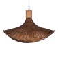 GloboStar® CUBA 01716 Boho Κρεμαστό Φωτιστικό Ανάρτηση Μονόφωτο 1 x E27 IP20 Καφέ Ξύλο - Μ33 x Π33 x Υ25cm