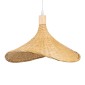 GloboStar® CUBA 01717 Boho Κρεμαστό Φωτιστικό Ανάρτηση Μονόφωτο 1 x E27 IP20 Μπεζ Ξύλο - Μ43 x Π43 x Y30cm