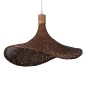 GloboStar® CUBA 01718 Boho Κρεμαστό Φωτιστικό Ανάρτηση Μονόφωτο 1 x E27 IP20 Καφέ Ξύλο - Μ43 x Π43 x Y40cm