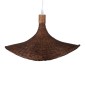 GloboStar® CUBA 01718 Boho Κρεμαστό Φωτιστικό Ανάρτηση Μονόφωτο 1 x E27 IP20 Καφέ Ξύλο - Μ43 x Π43 x Y40cm