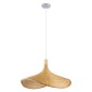 GloboStar® CUBA 01719 Boho Κρεμαστό Φωτιστικό Ανάρτηση Μονόφωτο 1 x E27 IP20 Μπεζ Ξύλο - Μ53 x Π53 x Υ30cm