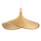 GloboStar® CUBA 01719 Boho Κρεμαστό Φωτιστικό Ανάρτηση Μονόφωτο 1 x E27 IP20 Μπεζ Ξύλο - Μ53 x Π53 x Υ30cm