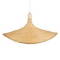 GloboStar® CUBA 01719 Boho Κρεμαστό Φωτιστικό Ανάρτηση Μονόφωτο 1 x E27 IP20 Μπεζ Ξύλο - Μ53 x Π53 x Υ30cm