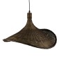 GloboStar® CUBA 01720 Boho Κρεμαστό Φωτιστικό Ανάρτηση Μονόφωτο 1 x E27 IP20 Καφέ Ξύλο - Μ53 x Π53 x Υ30cm