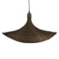 GloboStar® CUBA 01720 Boho Κρεμαστό Φωτιστικό Ανάρτηση Μονόφωτο 1 x E27 IP20 Καφέ Ξύλο - Μ53 x Π53 x Υ30cm