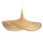 GloboStar® CUBA 01721 Boho Κρεμαστό Φωτιστικό Ανάρτηση Μονόφωτο 1 x E27 IP20 Μπεζ Ξύλο - Μ63 x Π63 x Υ32cm