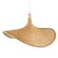 GloboStar® CUBA 01721 Boho Κρεμαστό Φωτιστικό Ανάρτηση Μονόφωτο 1 x E27 IP20 Μπεζ Ξύλο - Μ63 x Π63 x Υ32cm