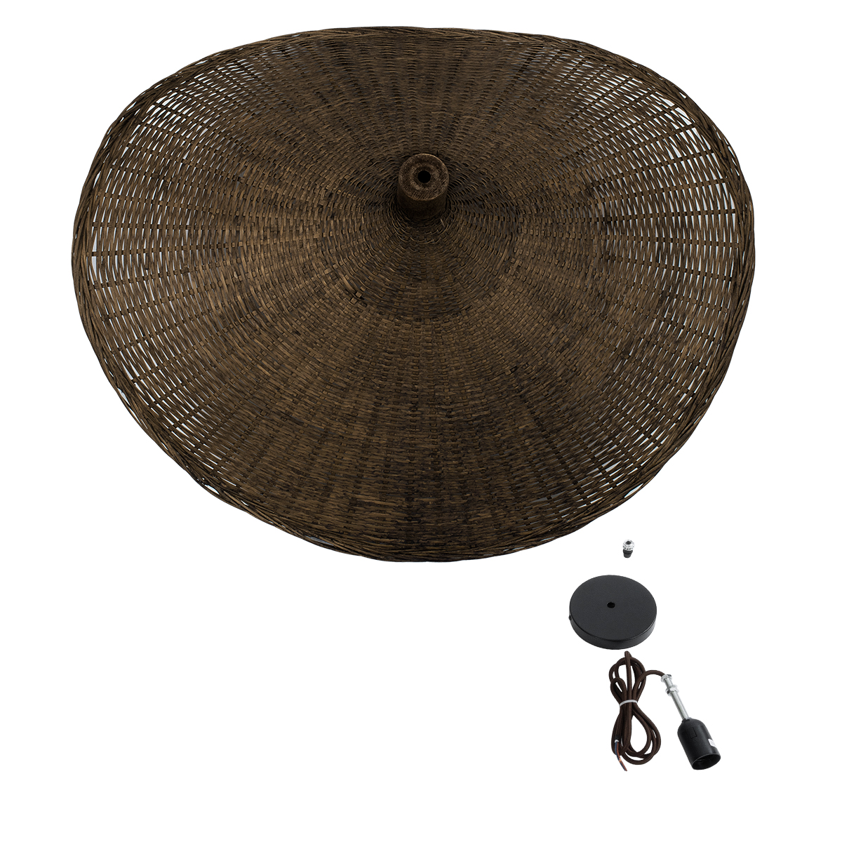 GloboStar® CUBA 01722 Boho Κρεμαστό Φωτιστικό Ανάρτηση Μονόφωτο 1 x E27 IP20 Καφέ Ξύλο - Μ63 x Π63 x Υ32cm