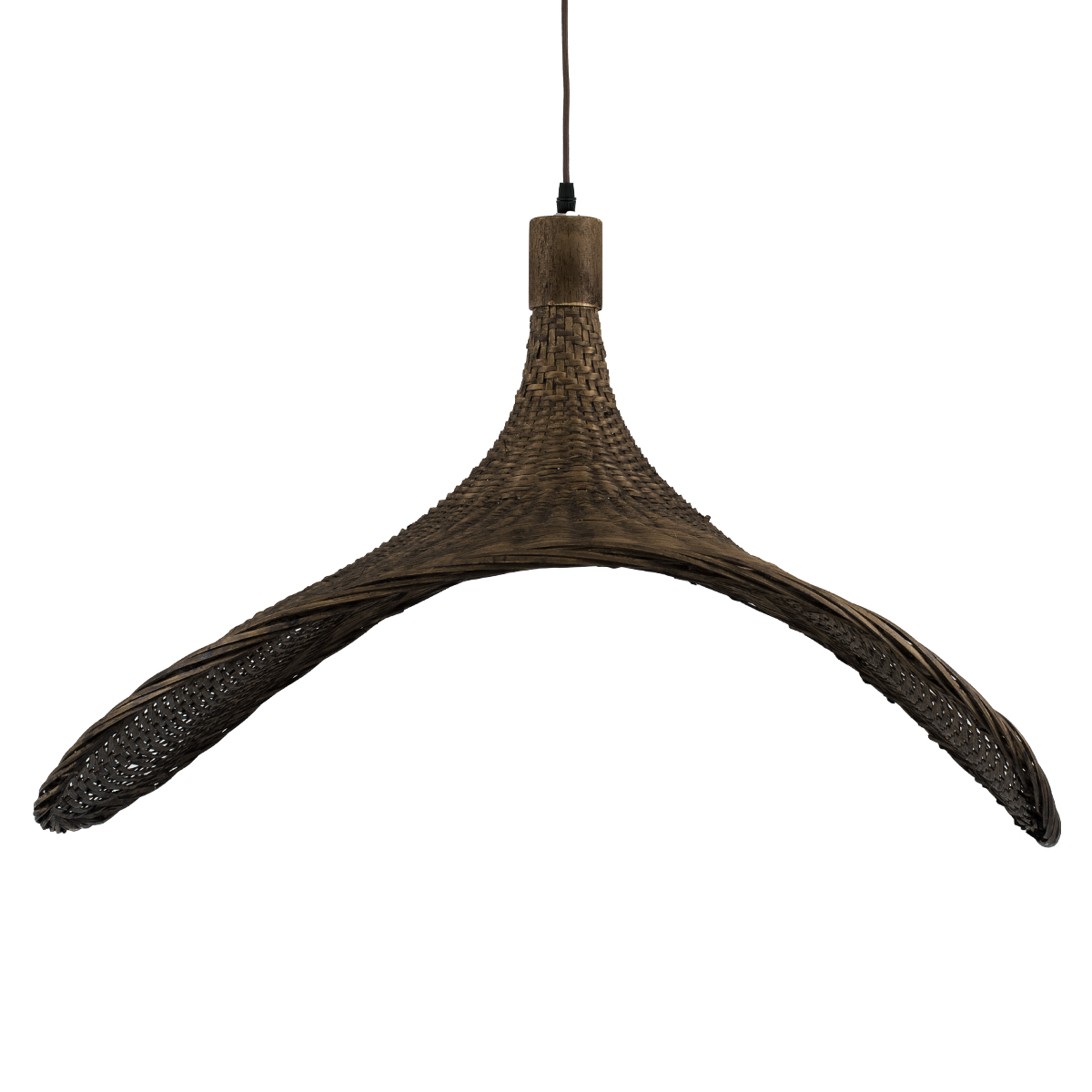 GloboStar® CUBA 01722 Boho Κρεμαστό Φωτιστικό Ανάρτηση Μονόφωτο 1 x E27 IP20 Καφέ Ξύλο - Μ63 x Π63 x Υ32cm