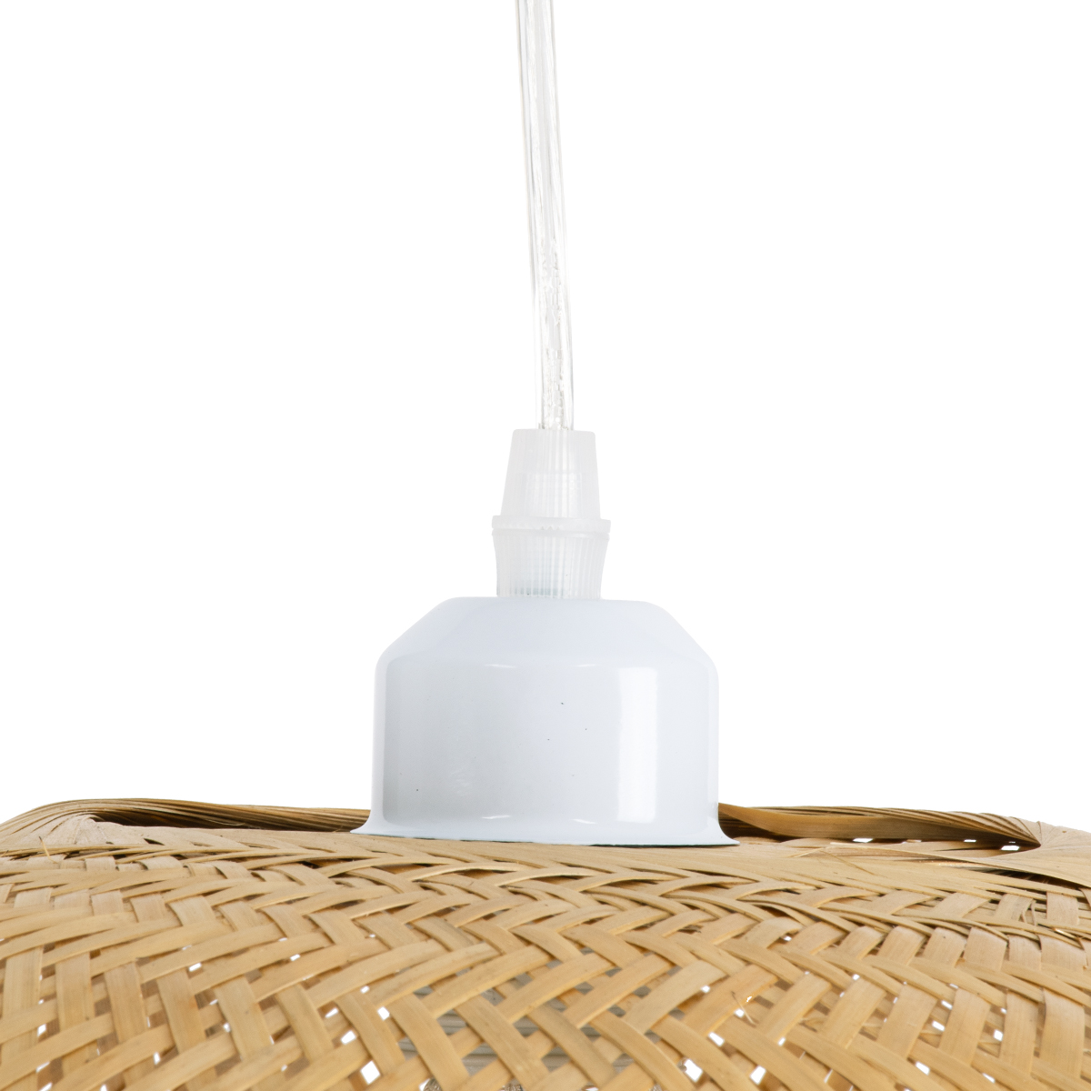 GloboStar® CARIBBEAN 01723 Boho Κρεμαστό Φωτιστικό Ανάρτηση Μονόφωτο 1 x E27 IP20 Μπεζ Ξύλο - Μ45 x Π45 x Υ24cm