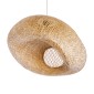 GloboStar® CARIBBEAN 01724 Boho Κρεμαστό Φωτιστικό Ανάρτηση Μονόφωτο 1 x E27 IP20 Μπεζ Ξύλο - Μ60 x Π60 x Υ38cm